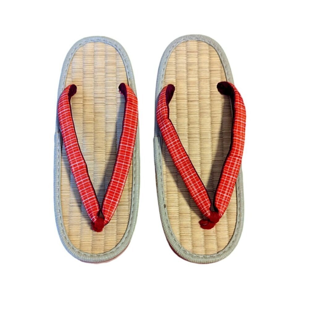 Vintage Tatami Japanese Bamboo Straw Flip Flop Thong Slipper Sandal